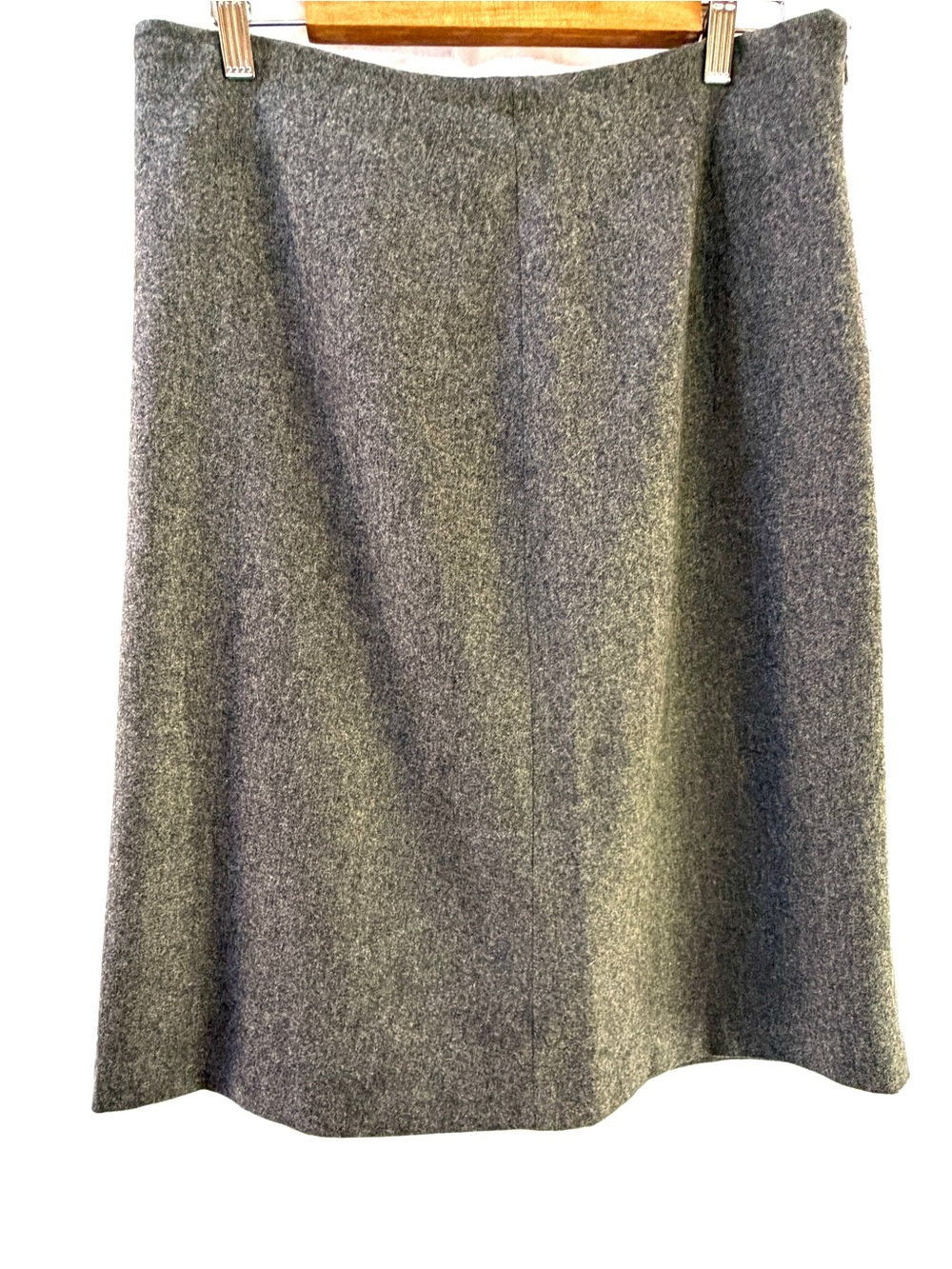 The Perfect Plain Streamlined Minimalist Gray Wool A-Line Skirt- Size 10